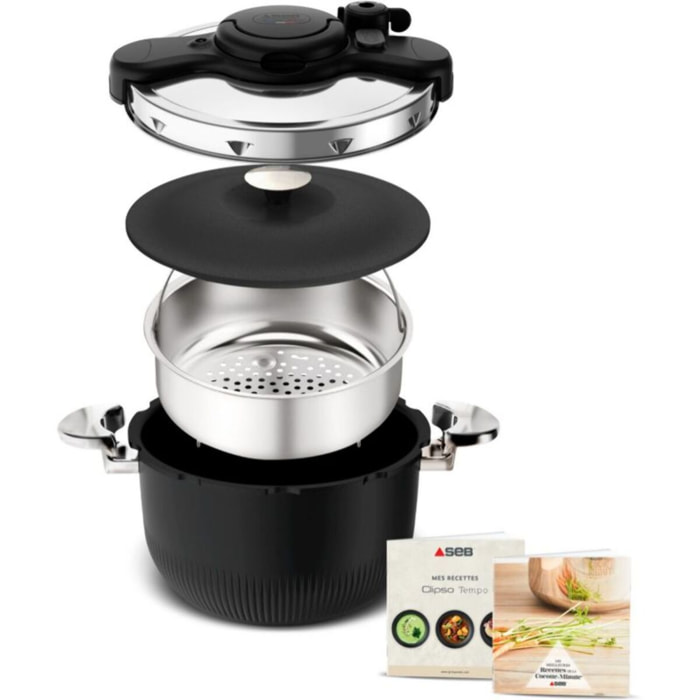 Autocuiseur SEB cocotte 3 en 1 TEMPO 6L noir