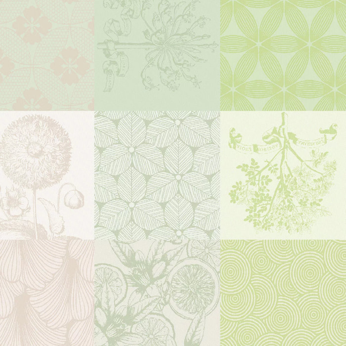 Serviette pur coton motif jacquard beige vert Mille parfums verde