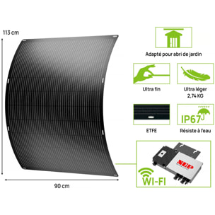 Lot de 2 panneaux solaire plug and play flexible - 400w "Urban center" - Noir