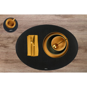 Set de table ovale - 6 pièces - Feutre recyclé noir