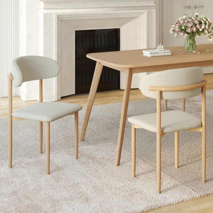 Chaises Callisto en tissu beige et pieds métal - lot de 6