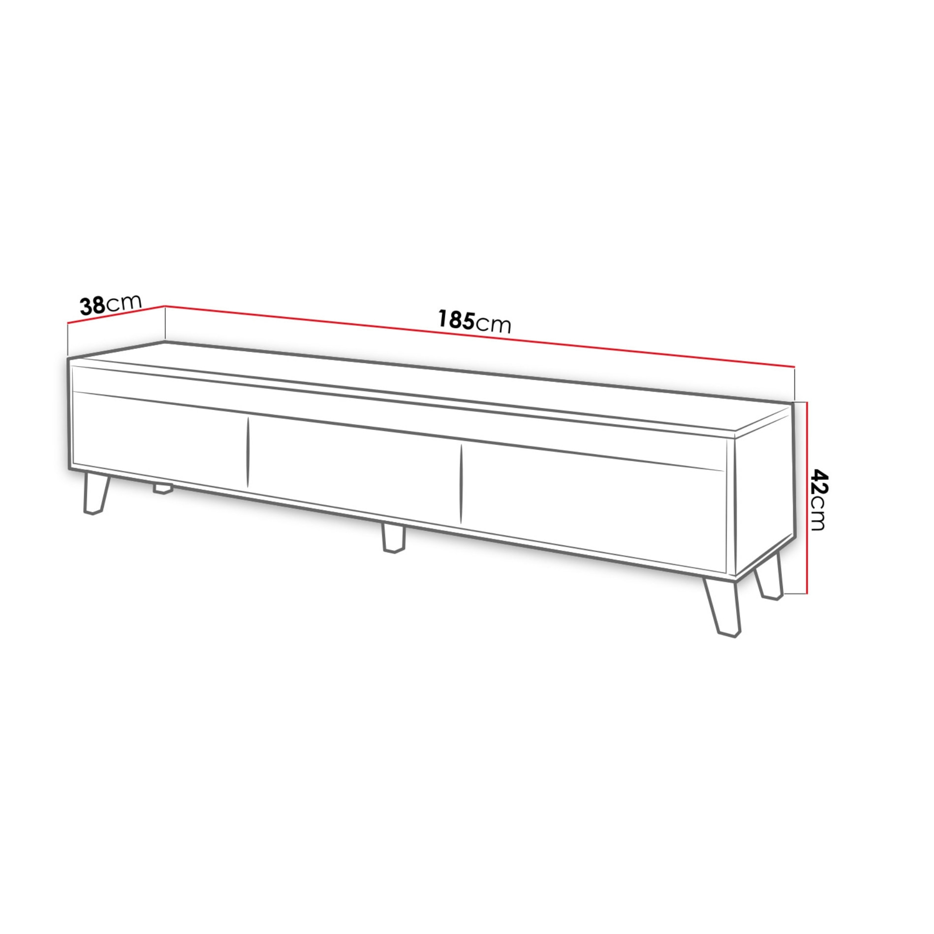 Lord - meuble TV - bois et noir - 185 cm - style industriel - Bois