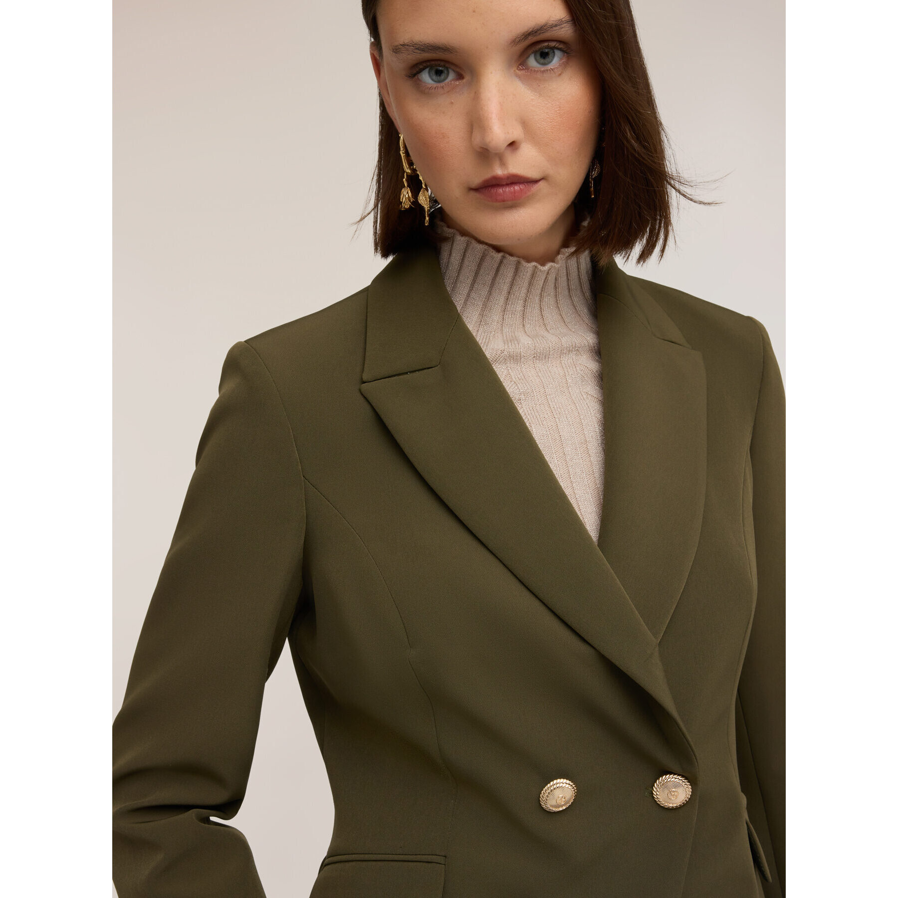 Motivi - Blazer doppiopetto con bottoni gioiello - Verde militare