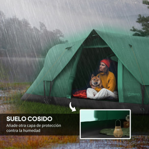 Tienda de Campaña Familiar para 5-6 Personas Tienda de Acampada de Túnel Impermeable 3000mm+ Tienda de Camping con Bolsa de Transporte y Gancho para Pescar Senderismo 455x230x180 cm Verde