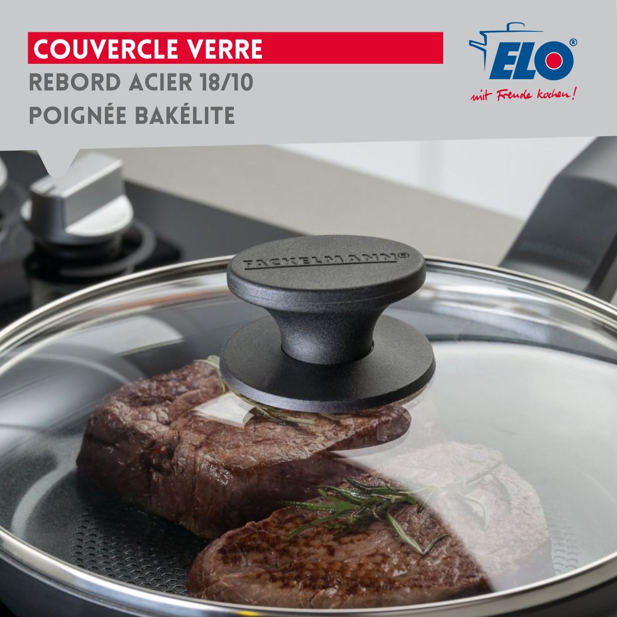 Set de 3 Poêles céramique sans PFAS et 3 couvercles Elo Prima Cucina