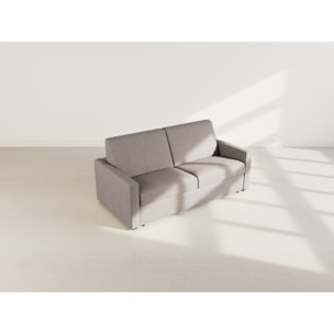 Julia - canapé 3 places convertible express couchage quotidien 140 cm matelas 14 cm en tissu - Gris