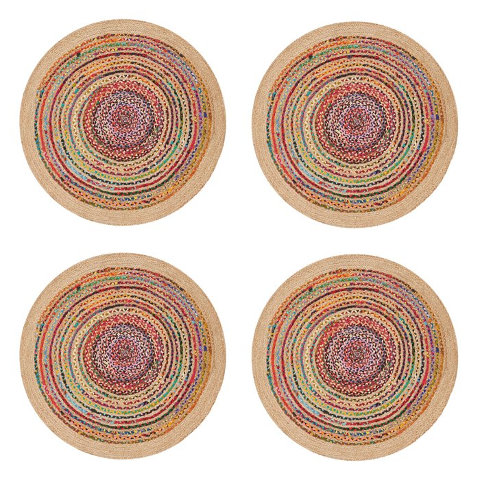 Set de 4 individuales de vinilo CERAMIKO, Colores Rattan 4u-[Diam] 40 cm