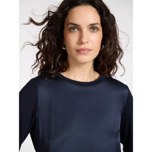 Elena Mirò - T-shirt in due tessuti - Blu