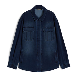 Camicia donna oversize in denim effetto used con tasche interne