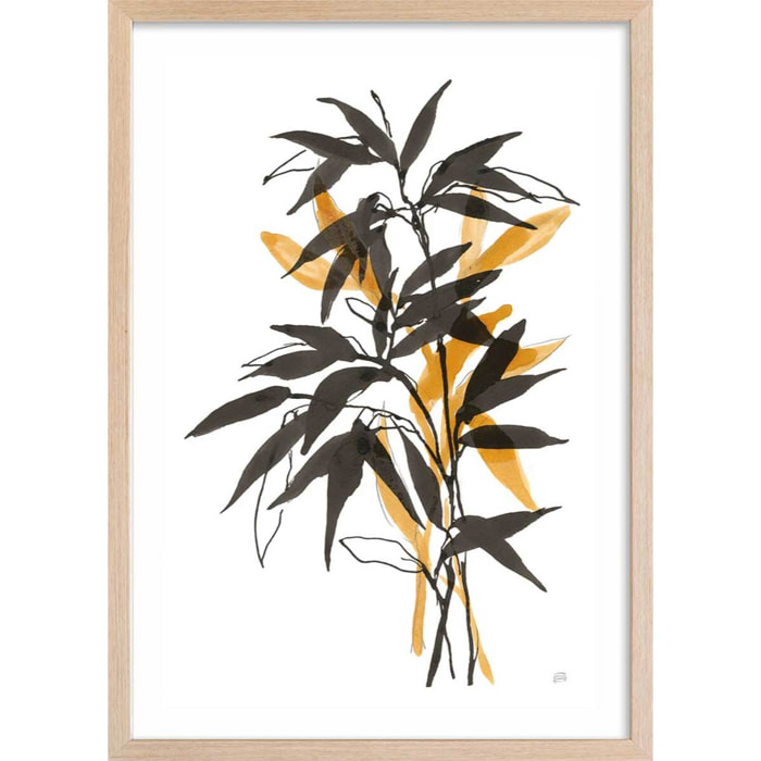 Poster orange bambou Affiche + cadre en bois - Chêne