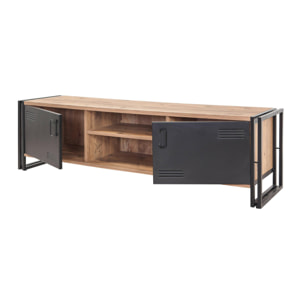 Mobile porta TV Dperott, Credenza da soggiorno, Armadio basso per TV, Base parete attrezzata, 180x45h50 cm, Quercia e Nero