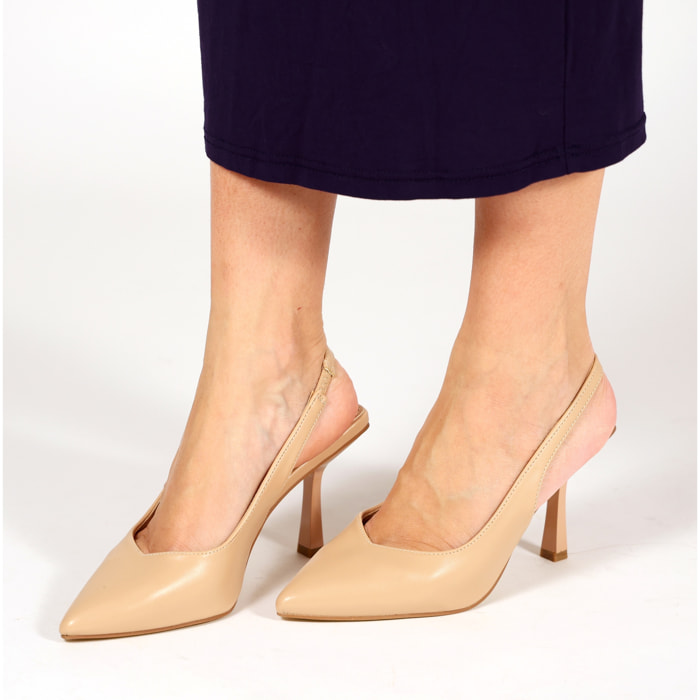 Dècolletè slingback in simil pelle