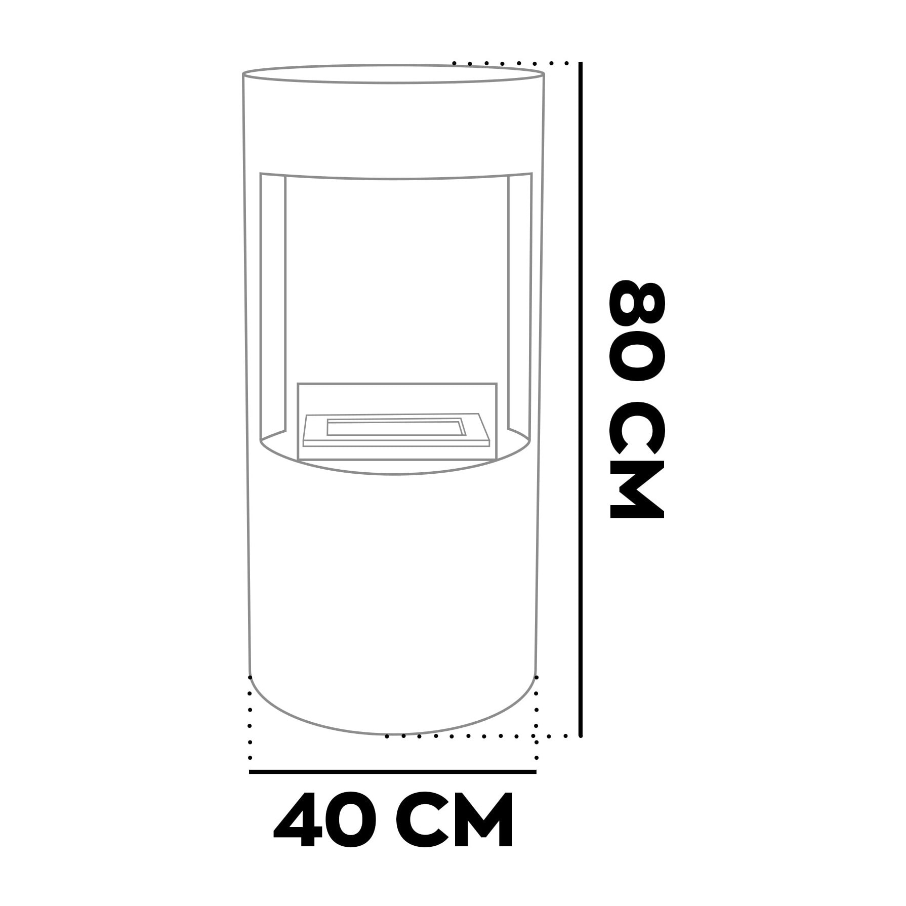 Giulio Cesare - Camino a Bioetanolo da Pavimento Ø40x80 cm di Design da Interno per Arredo in Acciaio Inox Salvia