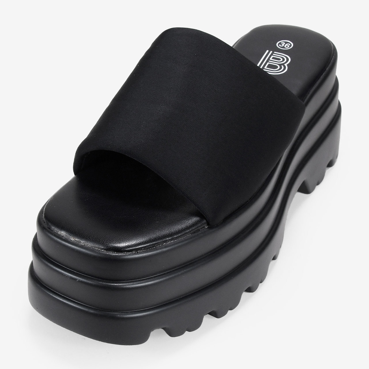 Sandalias de plataforma negras destalonadas en nailon