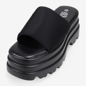 Sandalias de plataforma negras destalonadas en nailon