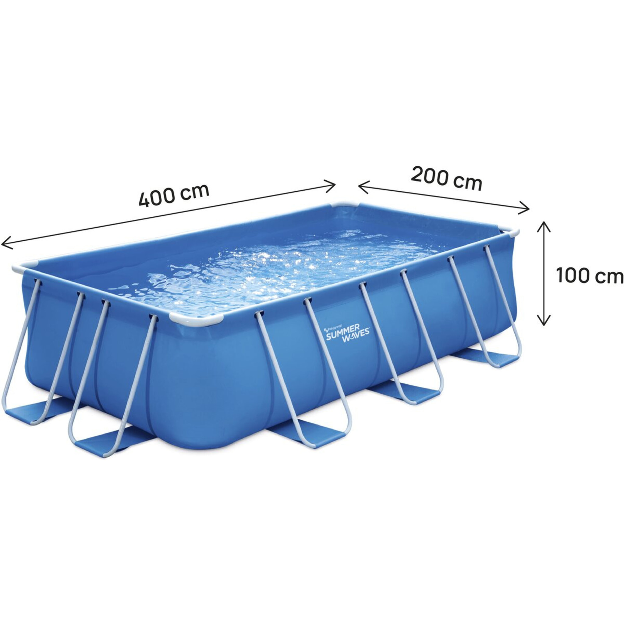 Piscine tubulaire rectangulaire "Flora" – 4 x 2 x 1 m - Bleu