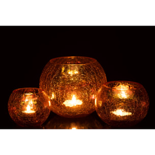 J-Line photophore Boule Craquele - verre - ambre - large