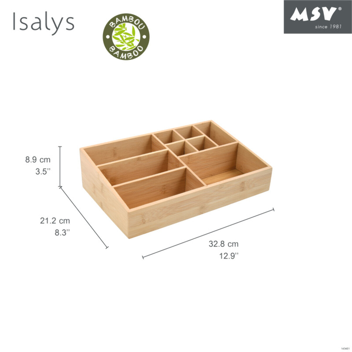 Organisateur de maquillage Bambou 10 compartiments ISALYS Beige MSV