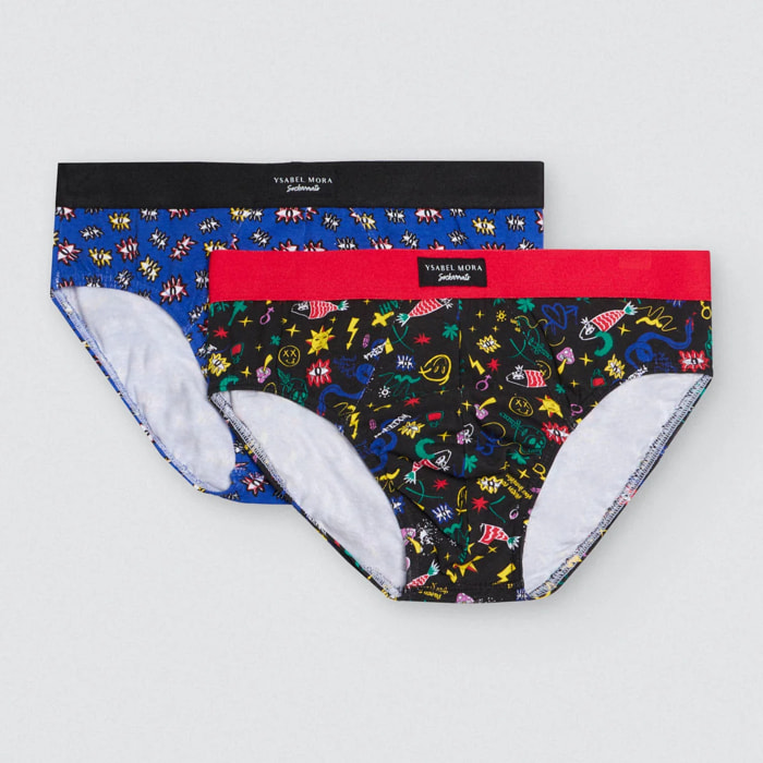 Confezione da 2 slip Sockarrats stampati