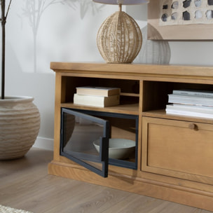 Meuble tv Parma -bois massif de manguier et métal-couleur provence naturelle 157 x 59 x 40 cm