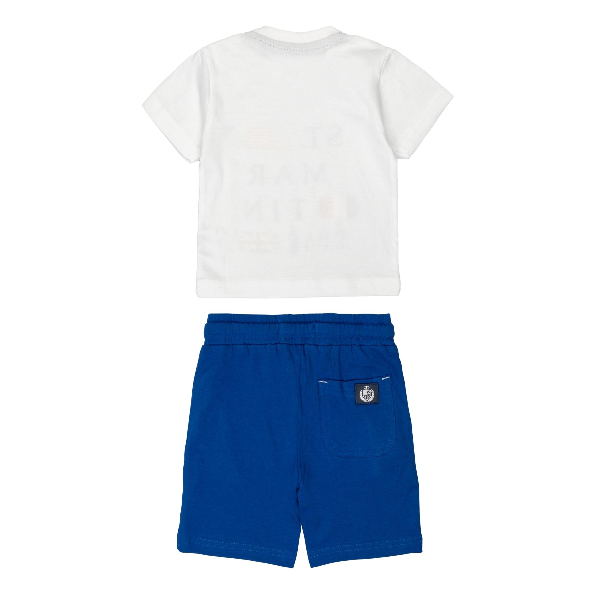 Set t-shirt e shorts jersey con stampa logo flags Polo Club St Martin Bianco