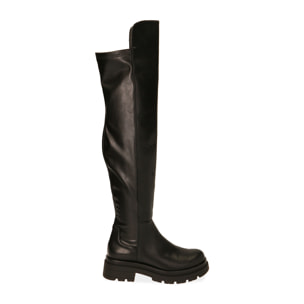 Stivali overknee neri, tacco 5 cm