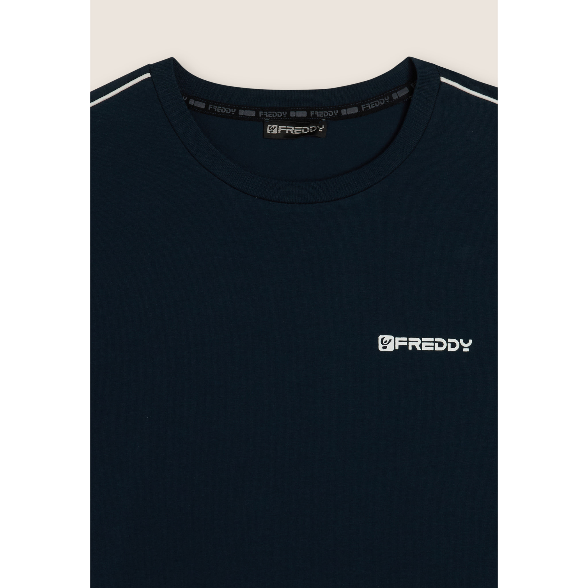 T-shirt manica lunga in jersey con cuciture a contrasto