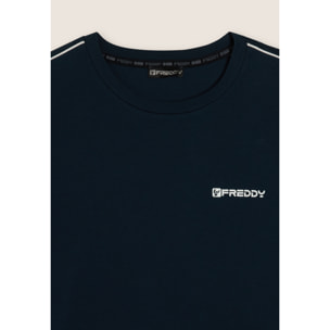 T-shirt manica lunga in jersey con cuciture a contrasto