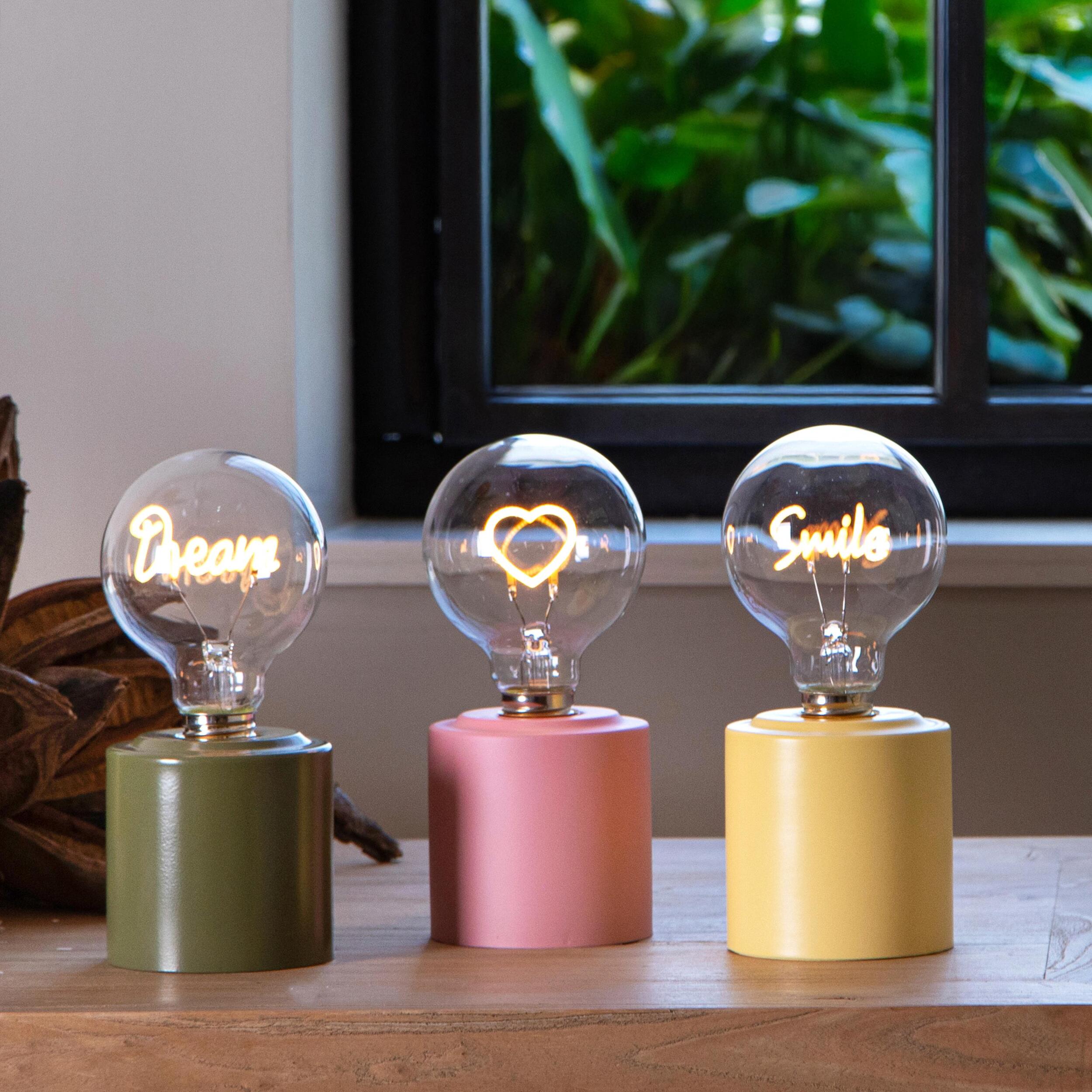 Lampada 8X8Xh.18 Cm C/Scritta Led - Pezzi 3 - Bianchi Dino