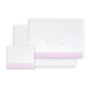 Triptico Minicuna Coralina Alg Don Algodon Baby Lazo Bco/Rosa