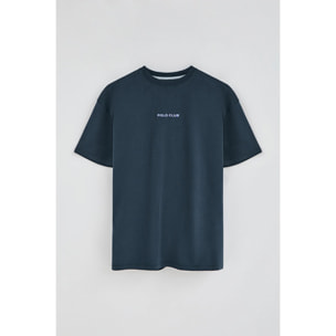 Camiseta azul marino de cuello redondo y print náutico