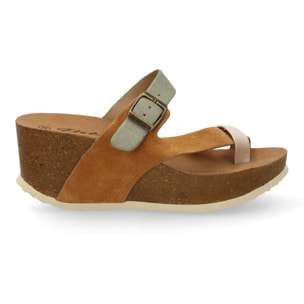 Sandalia Mujer cómoda con cuña y hebilla