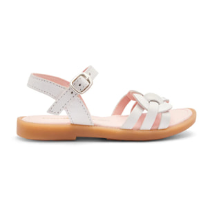 Sandalias de Niña de Piel con Nudo Trenzado Blanco