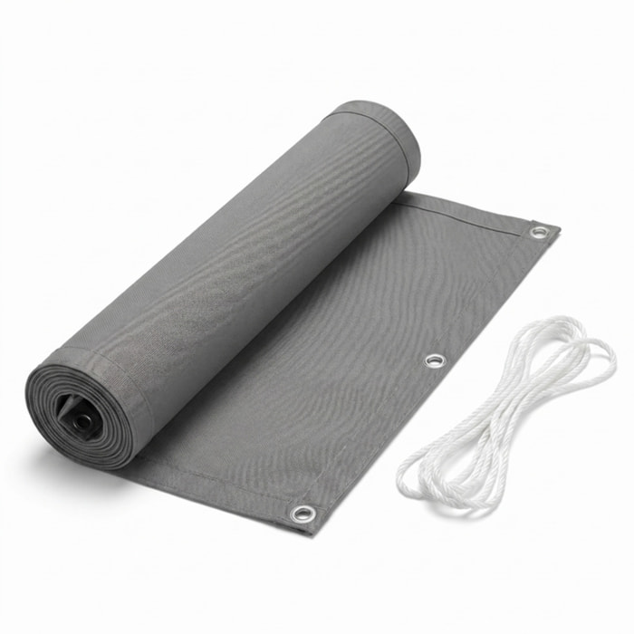 Telo copri balcone frangivento impermeabile 0,9x5 m in HDPE, schermatura privacy oltre 90%, protezione UV 95%, con occhielli e corda, resistente a vento e pioggia, ideale per ringhiera terrazza giardino, facile da installare e durevole