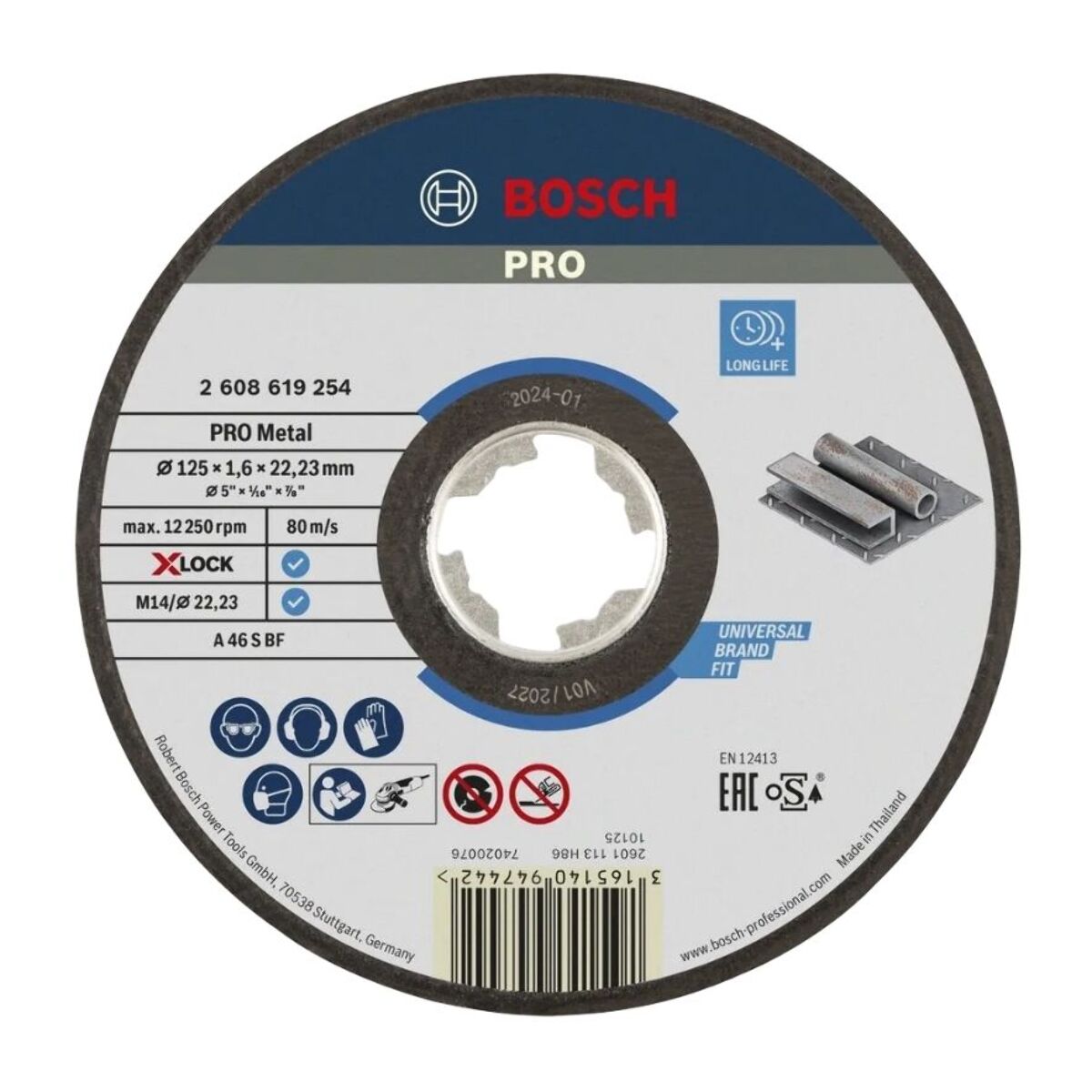 Disque Expert X-Lock Metal BOSCH 125x1.6 plat - 2608619254