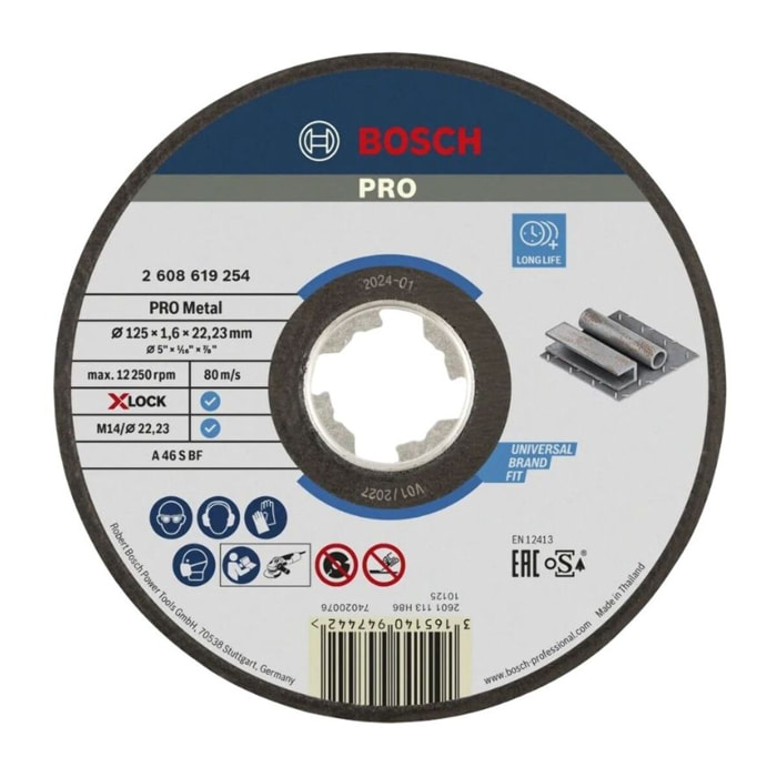 Disque Expert X-Lock Metal BOSCH 125x1.6 plat - 2608619254