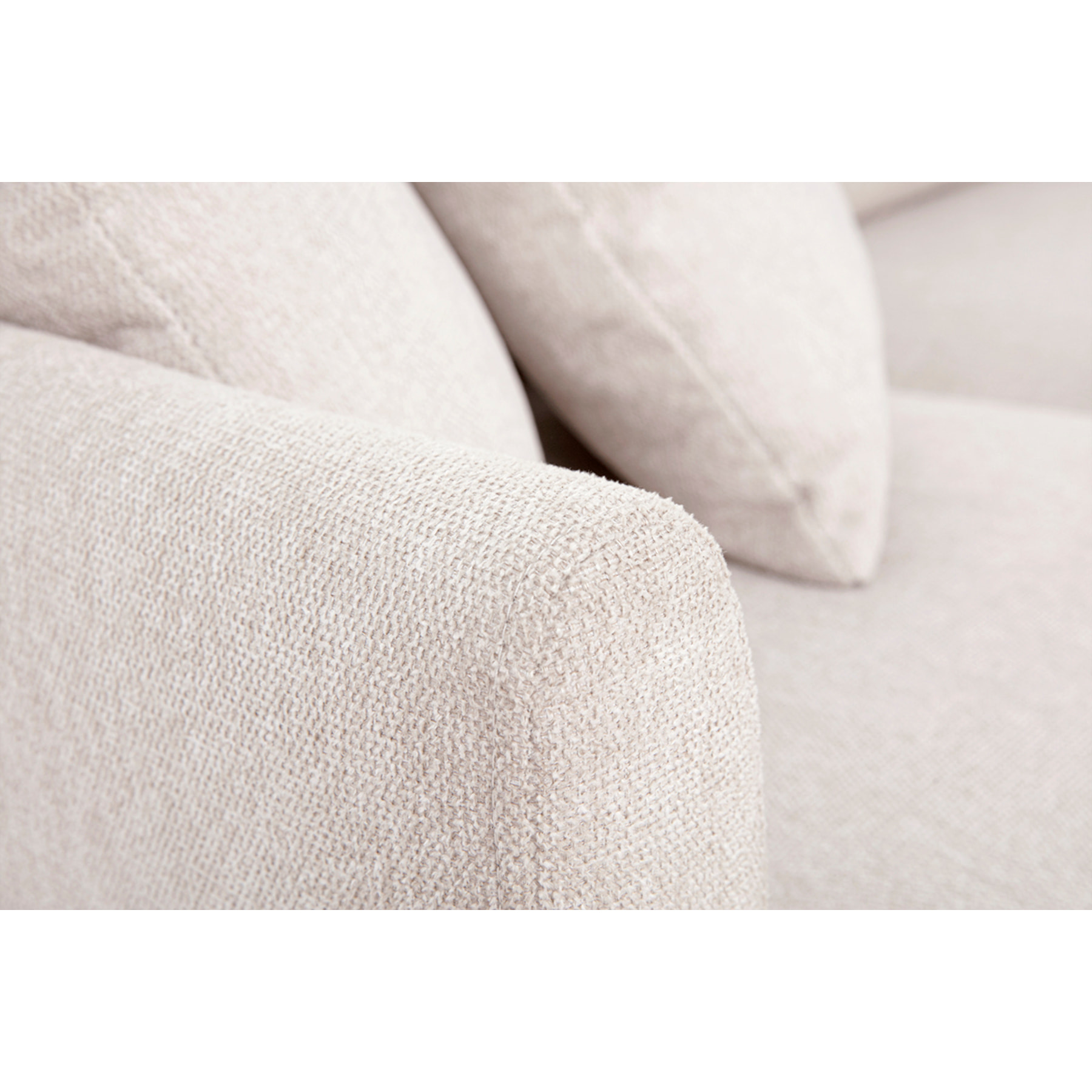 Canapé d'angle droit en tissu effet velours texturé beige 3 places MOSS
