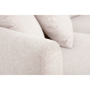 Canapé d'angle droit en tissu effet velours texturé beige 3 places MOSS