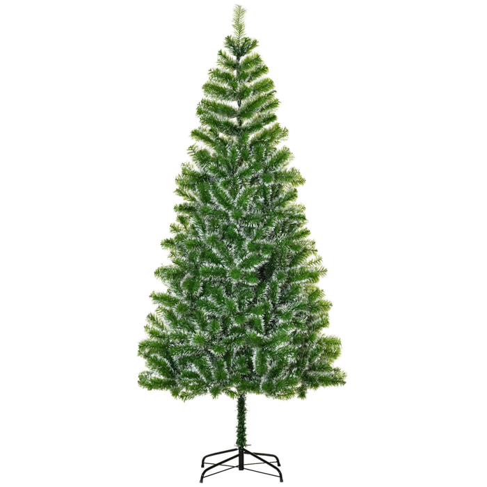 HOMCOM Árbol de Navidad Artificial 210 cm con 968 Ramas Hojas de PET y Soporte de Metal Decoración Navideña para Interior Salón Fiestas Ø100x210 cm Verde