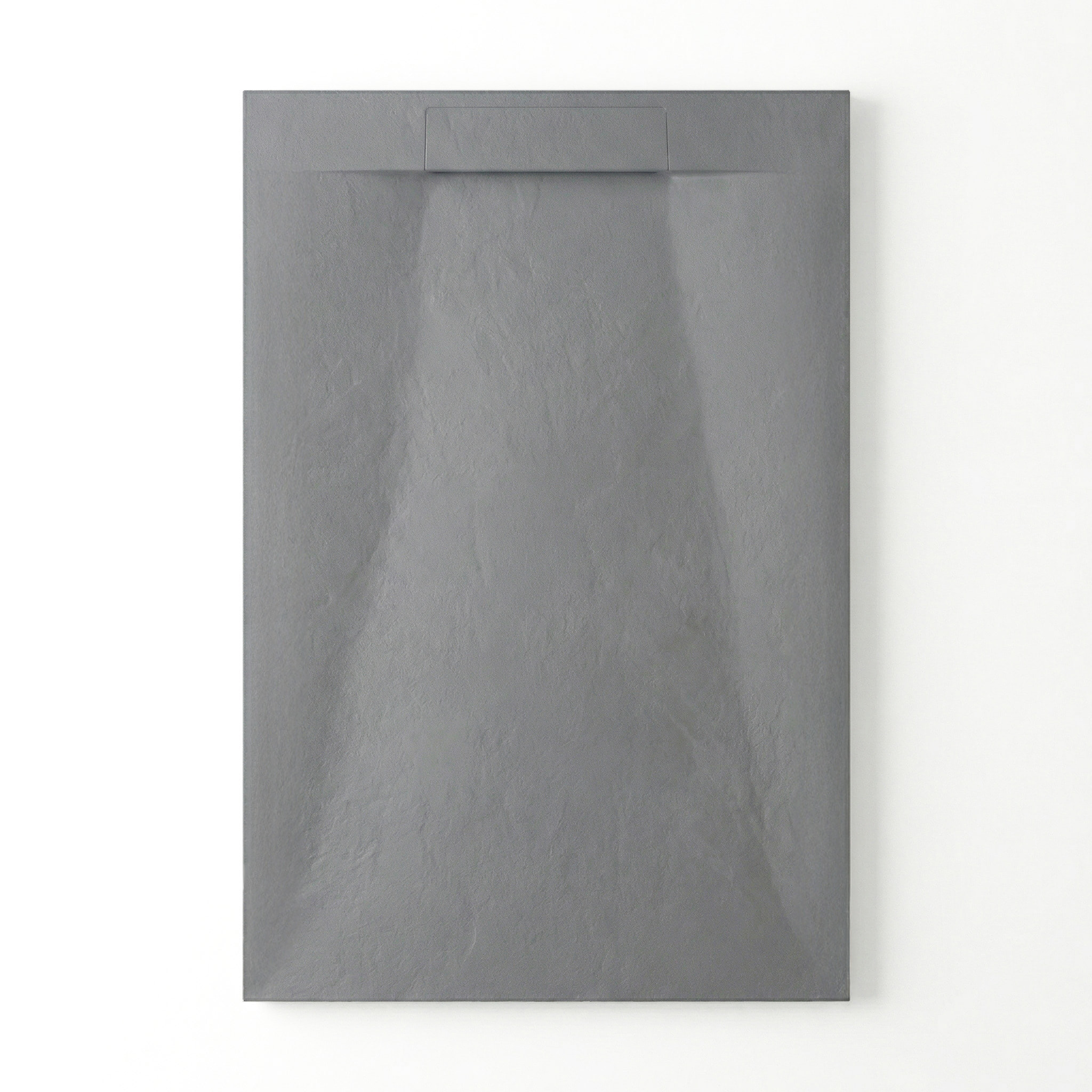 PixL 120x90 cm receveur de douche rectangulaire à poser en résine composite, surface effet pierre, gris clair (CERAPX12090LG)