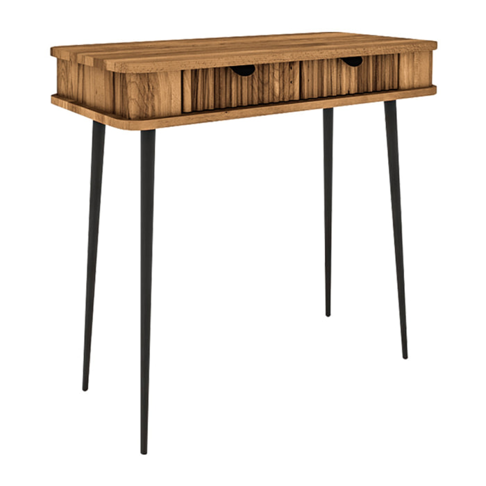 Console Bois Hêtre Massif Amalfi, L.84 x P.46 x H.90 cm, Style Naturel