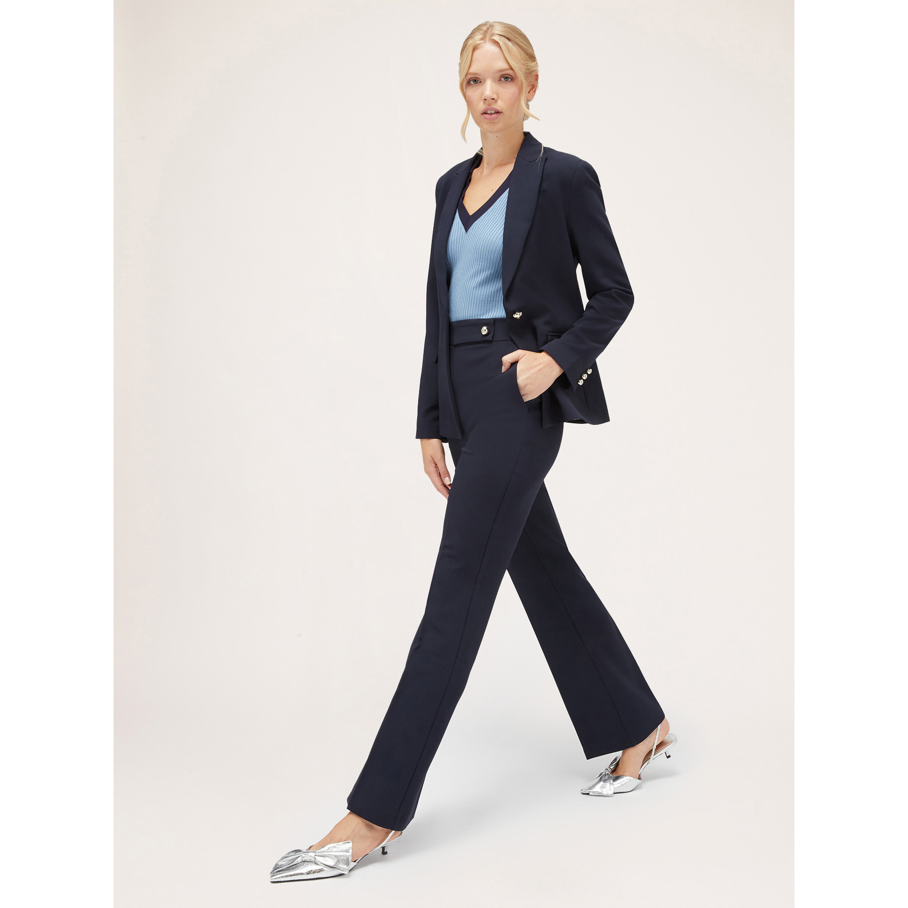 Motivi - Pantaloni flare in tessuto crêpe - Blu