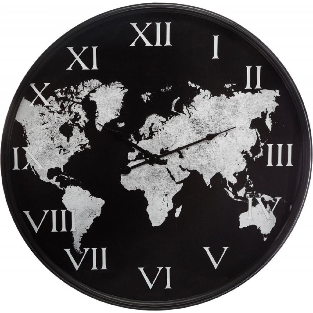 Horloge ''Monde'' noire, métal Diamètre 57 cm Atmosphera