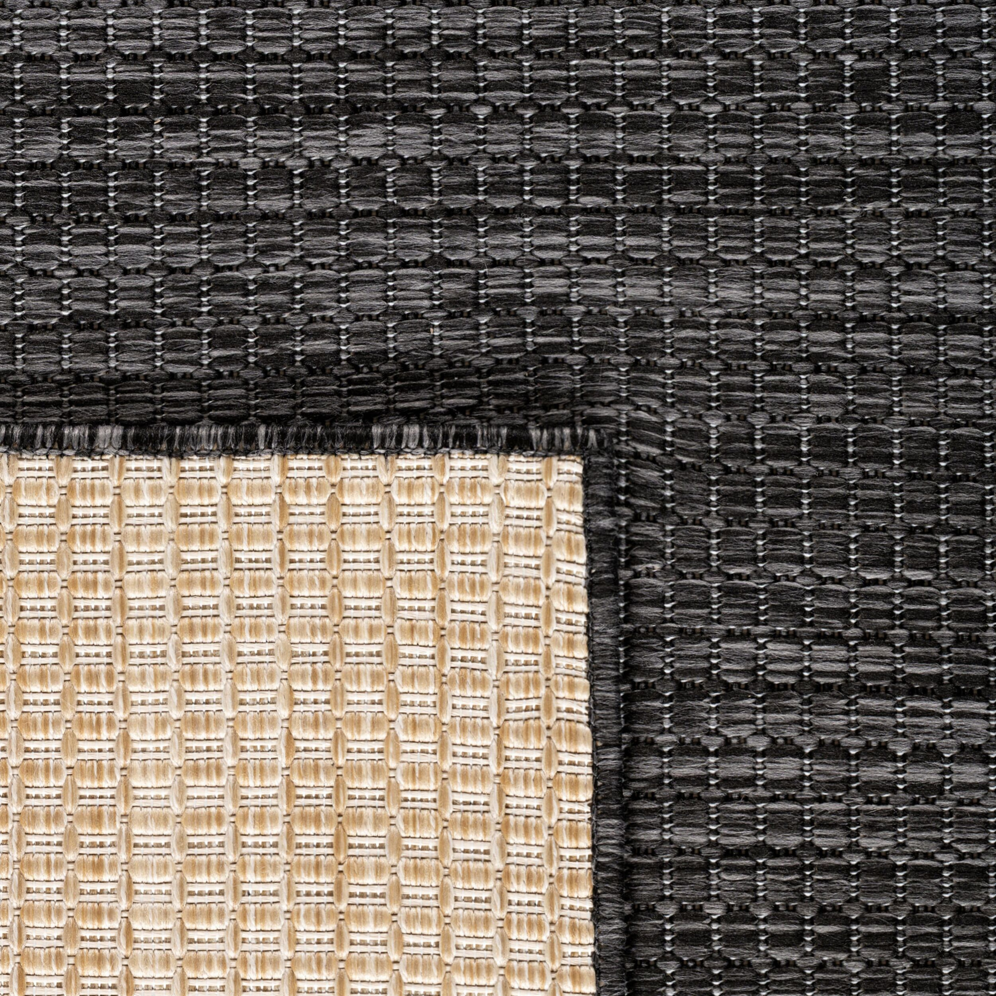 MIRA - Tapis intérieur/extérieur noir à aspect naturel