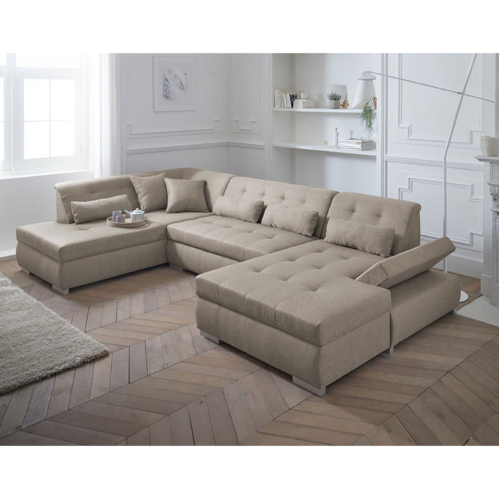 Vermont - canapé panoramique d'angle gauche - 7 places - XXL - Beige