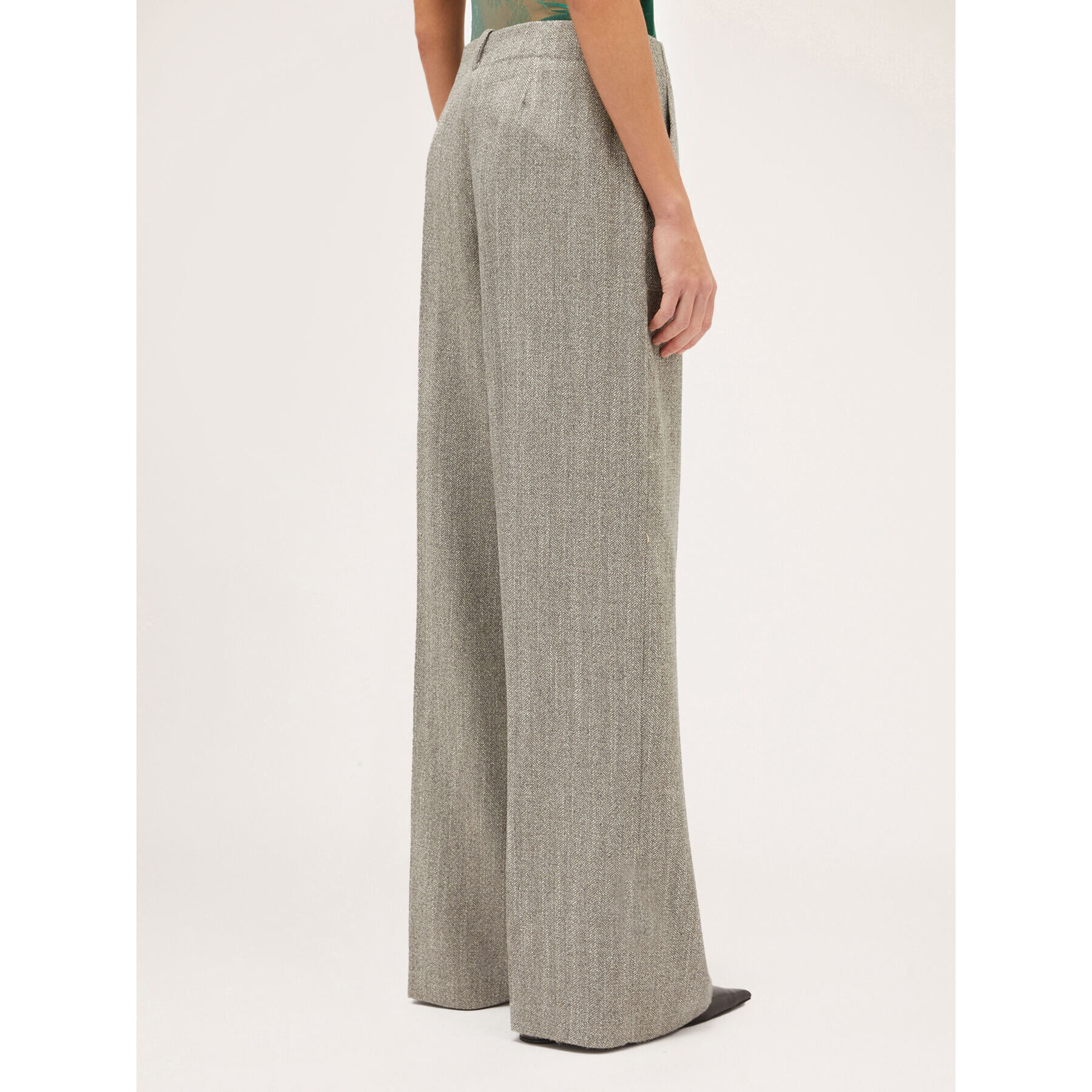 Motivi - Pantalones modelo palazzo en tejido de espiga - Gris