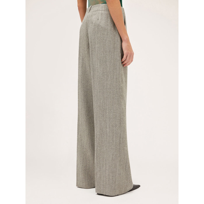 Motivi - Pantalones modelo palazzo en tejido de espiga - Gris