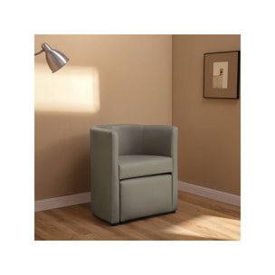 Fauteuil + pouf "Basma" - 64 x 58 x 70 cm - Gris clair