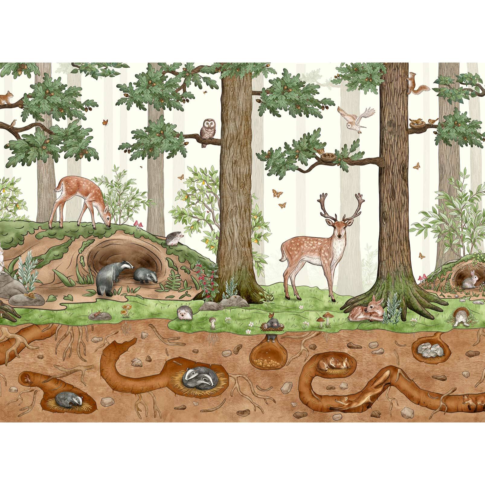 Papier peint panoramique la vie en forêt Intissé