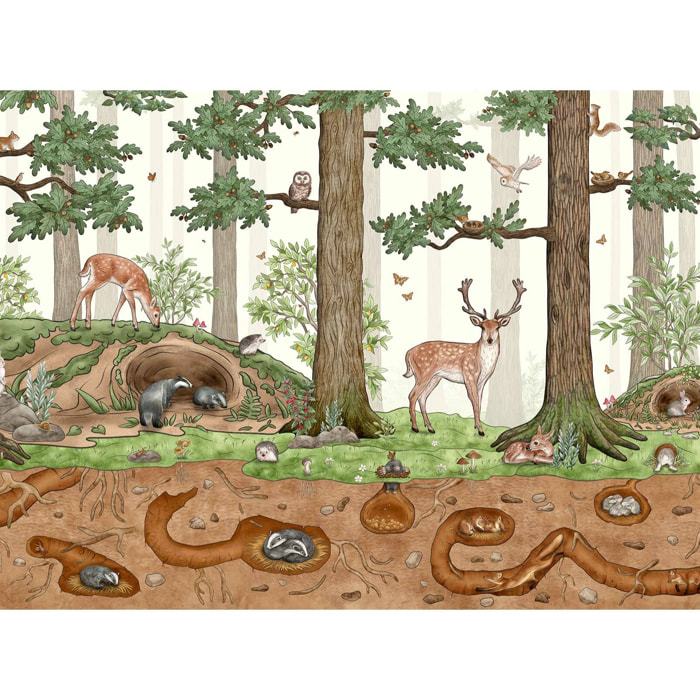 Papier peint panoramique la vie en forêt Intissé